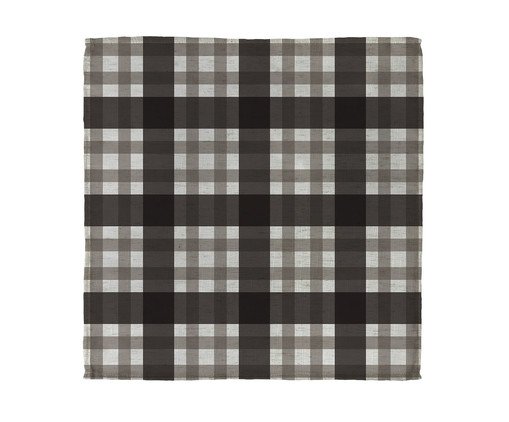 Guardanapo de Mesa em Linho Xadrez - Preto, Off White | WestwingNow