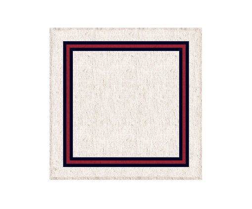Guardanapo de Mesa em Linho Lines - Preto e Vermelho, Off White | WestwingNow