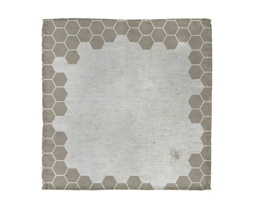 Guardanapo de Mesa em Linho Colmeia - Cinza e Dourado, Off White | WestwingNow