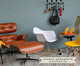 Poltrona e Pufe em Courino Charles Eames - Pérola e Mel, Branco, Colorido | WestwingNow