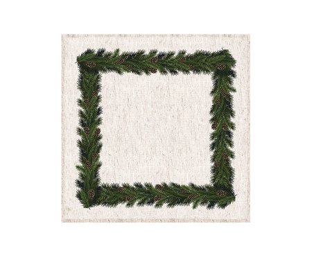 Guardanapo de Mesa em Linho Festão - Off White e Verde | Westwing