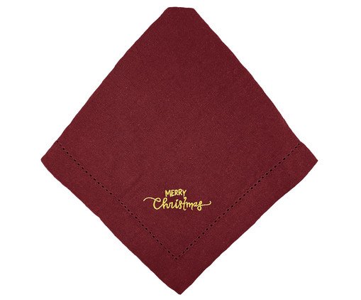 Guardanapo em Algodão com Ajour Merry Christmas - Vermelho, red | WestwingNow