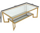Mesa de Centro Retangular Grego - Dourado, Dourado, Transparente | WestwingNow