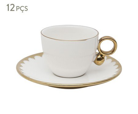 Jogo de Xícaras para Café com Pires Egg Branco | Westwing