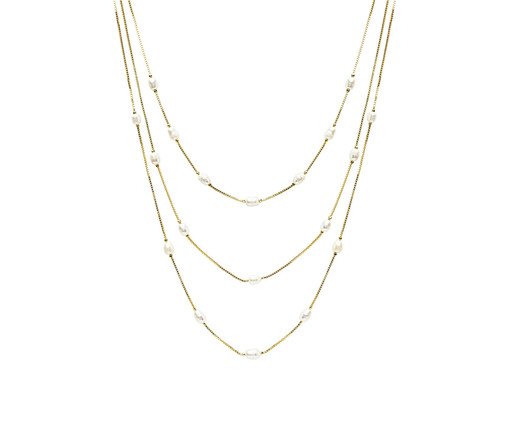 Colar Pérola Triplo Bloom Ouro, Dourado | WestwingNow