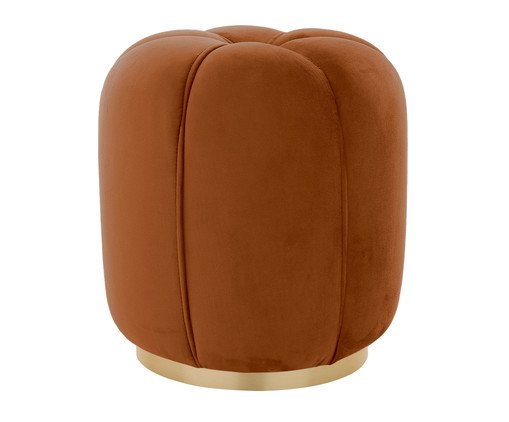 Puff Luna com Base Dourada em Veludo Terra, Terracotta | WestwingNow