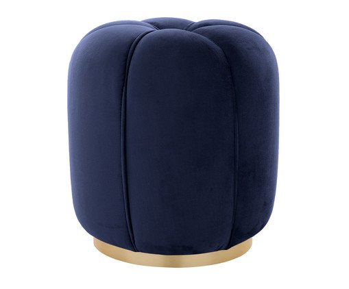 Puff Luna com Base Dourada em Veludo Azul Marinho, blue | WestwingNow