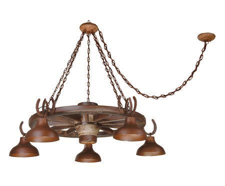 Lustre Estância Roda De Carroça 5 Lâmpadas | Westwing