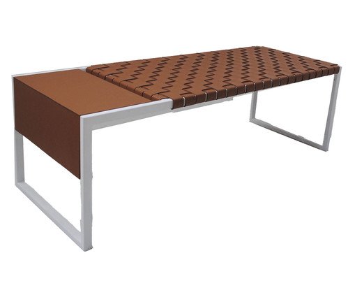 Recamier em Couro Treccia Branco e Caramelo, Marrom | WestwingNow