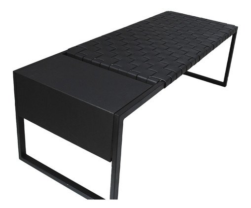 Recamier em Couro Treccia Preto, Preto | WestwingNow