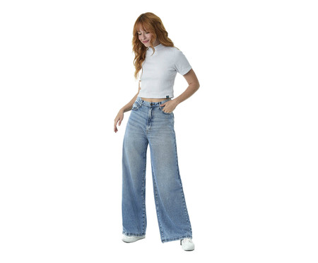 Calça Jeans Wide Leg Feminina Galapagos Sunrise Blue | WestwingNow