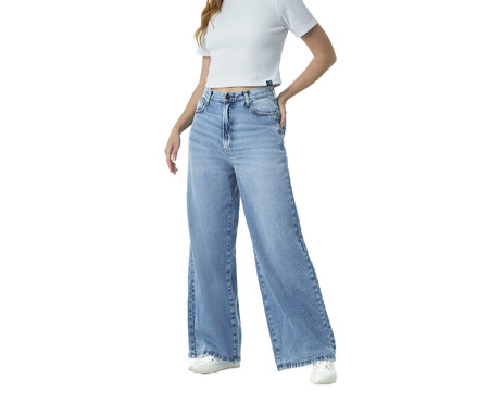 Calça Jeans Wide Leg Feminina Galapagos Sunrise Blue | WestwingNow