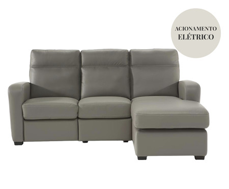 Sofá com Chaise Cinza Claro Frio Modelo Z938 | Westwing