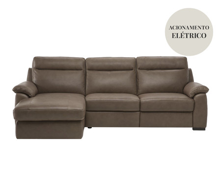 Sofá com Chaise Marrom Claro Modelo U210 | Westwing