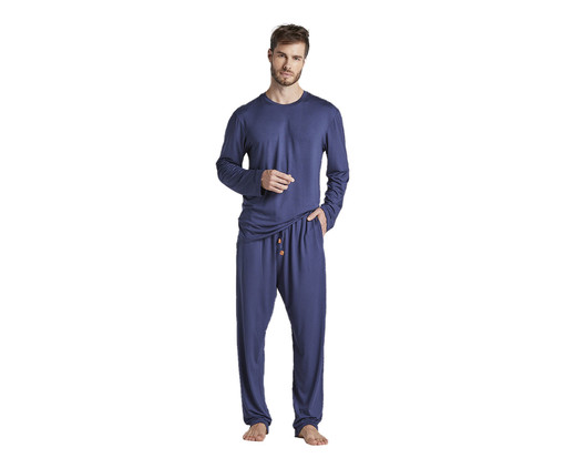 Pijama Longo Azul Azul Marinho, Colorido | WestwingNow