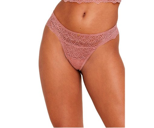 Calcinha Fio Dental Em Renda - Rosa Dust, Rosa | WestwingNow
