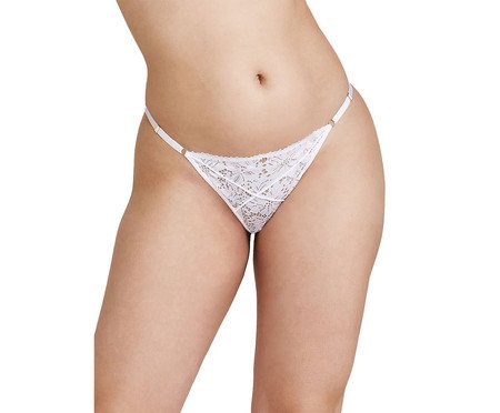 Calcinha Fio Dental Em Renda Branco
