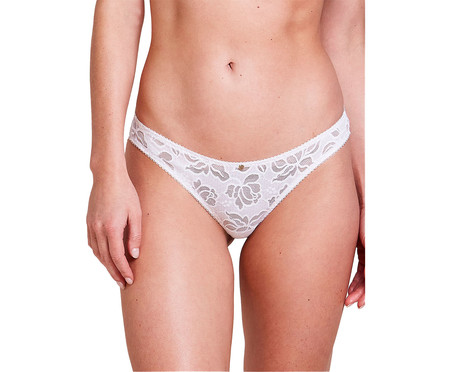 Calcinha Tanga Brasileira em Renda Branco