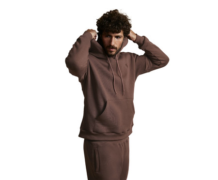 Moletom Oversized com Capuz Marrom Bronze