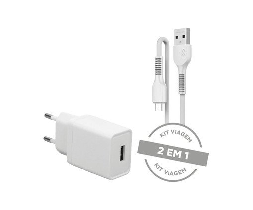 Carregador de Parede com Usb Cabo Micro com Usb Branco Letron, Branco | WestwingNow