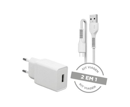 Carregador de Parede com Usb Cabo Micro com Usb Branco Letron