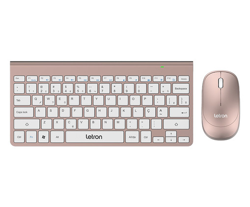 Combo Teclado e Mouse sem Fio Compact Shine Dourado, Colorido | WestwingNow