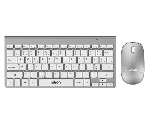 Combo Teclado e Mouse sem Fio Compact Shine Prata, Colorido | WestwingNow