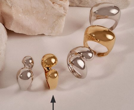 Anel Regulável Dupla Gotas Banho de Ouro 18K | Westwing