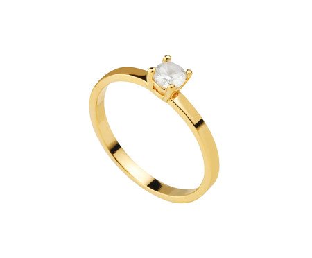 Anel Solitário Folheado A Ouro 18K Zircônia | Westwing