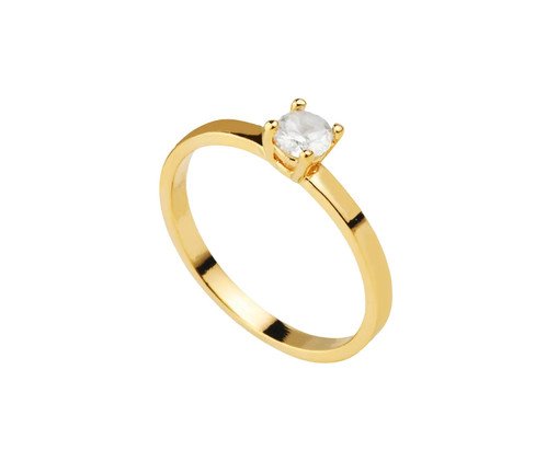 Anel Solitário Folheado A Ouro 18K Zircônia, Dourado | WestwingNow