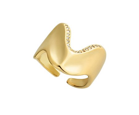 Anel Ondulado Banho de Ouro 18K Regulável | Westwing
