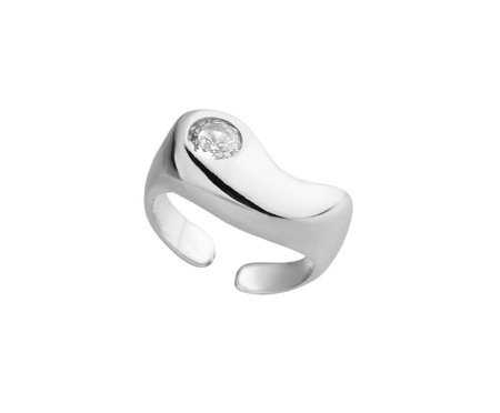 Anel Gota Zircônia Ajustável Folheado Ródio Branco | Westwing