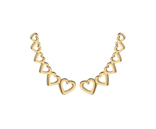 Brinco Ear Cuff Corações Semi-Jóia Ouro 18K, Dourado | WestwingNow