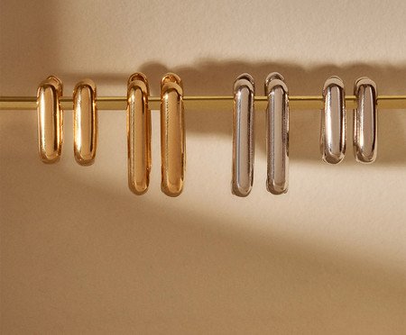 Argola Quadrada Lisa Semi-Jóia Ouro 18K | Westwing