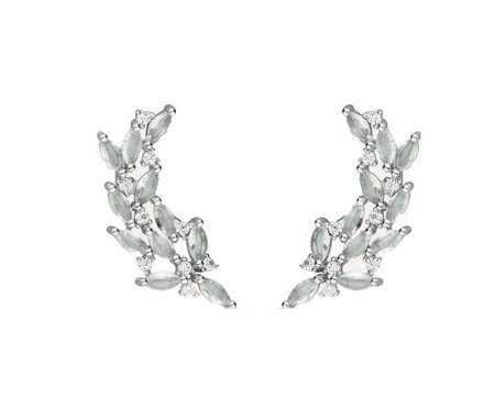 Brinco Ear Cuff Folhas Zircônias Água Marinha | Westwing
