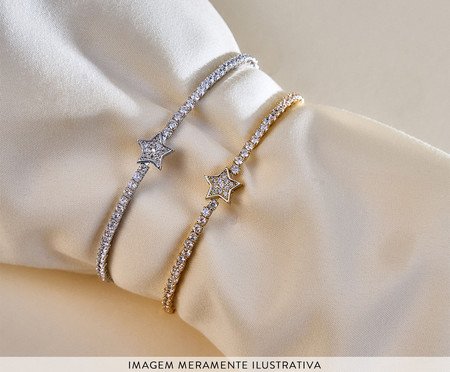 Bracelete Cravejado Estrela Folheado a Prata 18k | Westwing