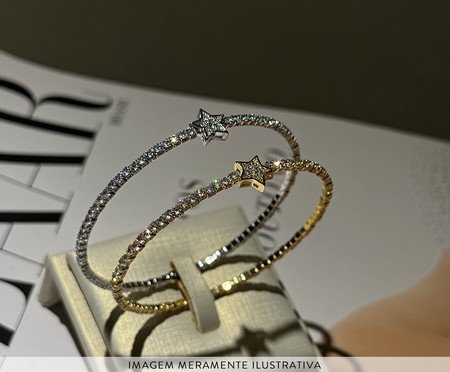 Bracelete Cravejado Estrela Folheado a Prata 18k | Westwing