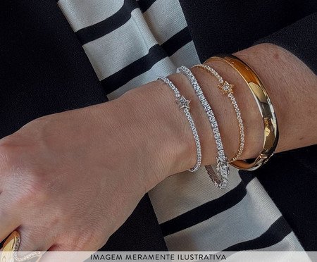Bracelete Cravejado Estrela Folheado a Prata 18k | Westwing