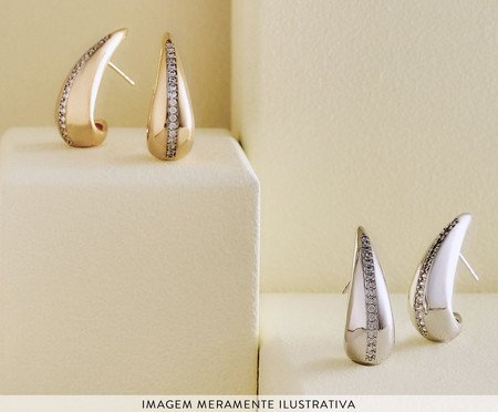 Brinco Gota Cravejada Ouro 18K | Westwing