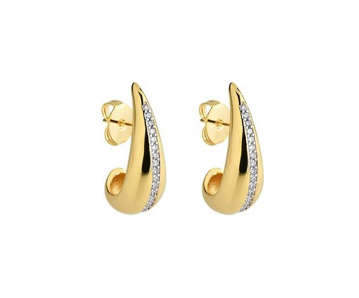 Brinco Gota Cravejada Ouro 18K, Dourado | WestwingNow