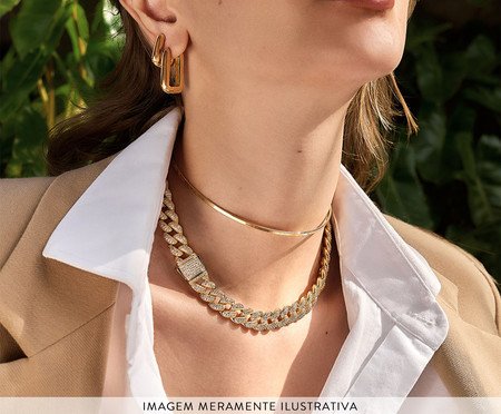 Colar Corrente Cravejada Ouro 18K | Westwing