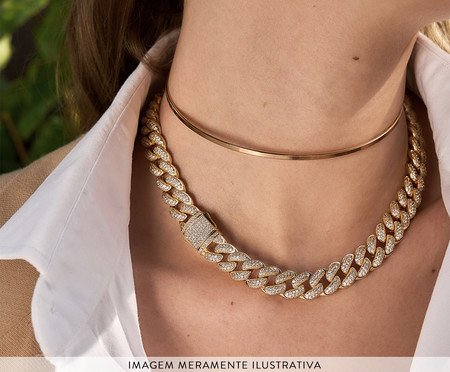 Colar Corrente Cravejada Ouro 18K | Westwing