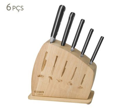 Jogo de Facas com Cepo Agile Mark - 06 Peças | Westwing