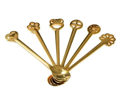 Jogo de Colheres para Café em Inox Moka Spoon Lucky Char Gol, Dourado | WestwingNow
