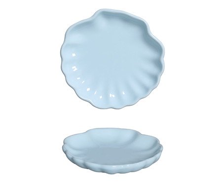 Prato para Servir Concha Mini Algodão Doce Azul