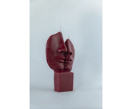 Vela Escultura Rosto Casal Vermelho | Westwing