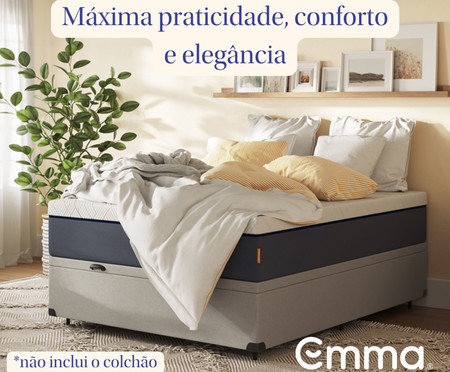 Cama Baú Emma com Colchão Emma Original Cinza - Solteiro | WestwingNow