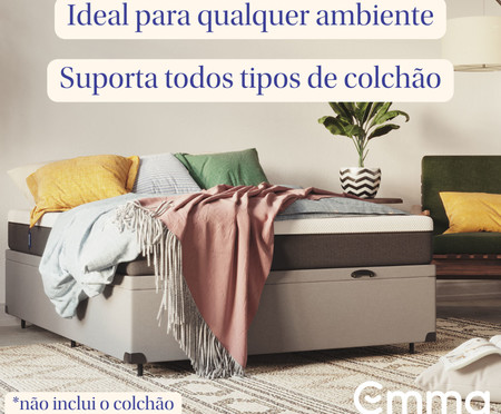 Cama Baú Emma com Colchão Emma Original Cinza - Solteiro | WestwingNow