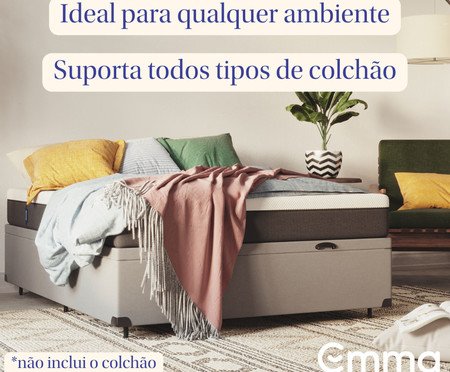 Cama Baú Emma + Colchão Emma Original Cinza - Solteiro | Westwing