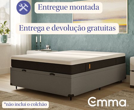 Cama Baú Emma + Colchão Emma Premium Hybrid - Queen Size | Westwing